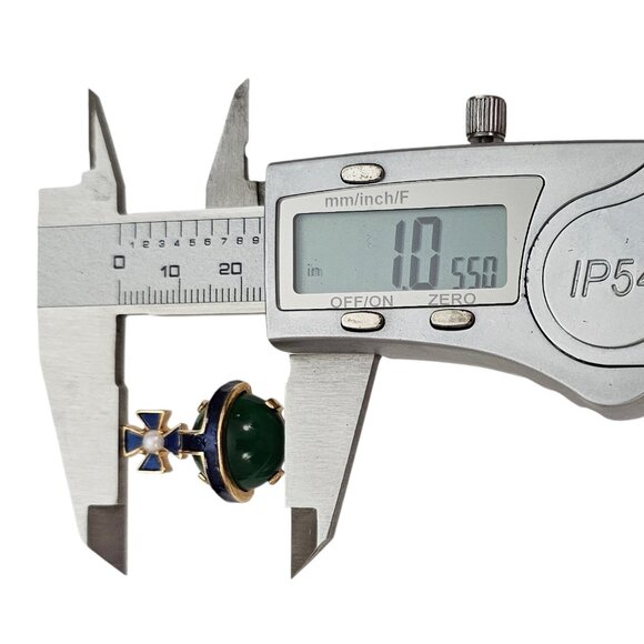 Trifari Rare Coronation Columbus Crucifix Enamel Lucite Faux Pearl Orb Pin, L504 - Picture 8 of 10